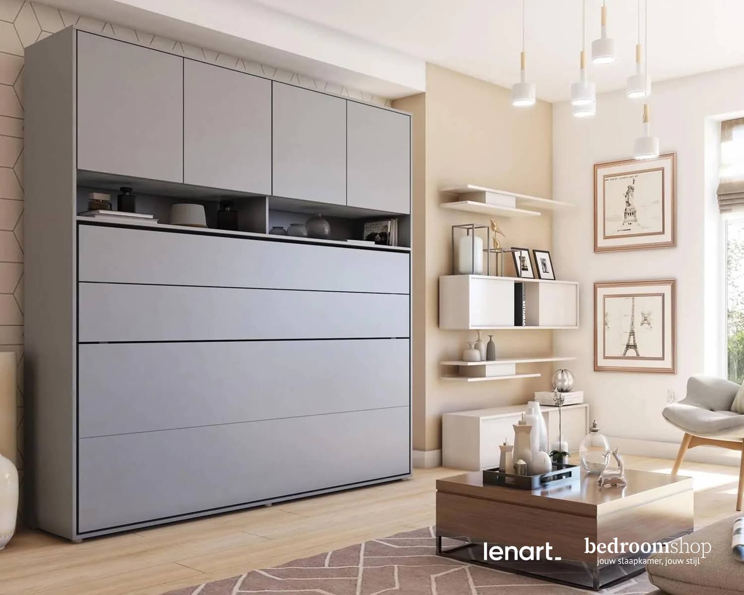 Opklapbed twijfelaar grijs 120x200