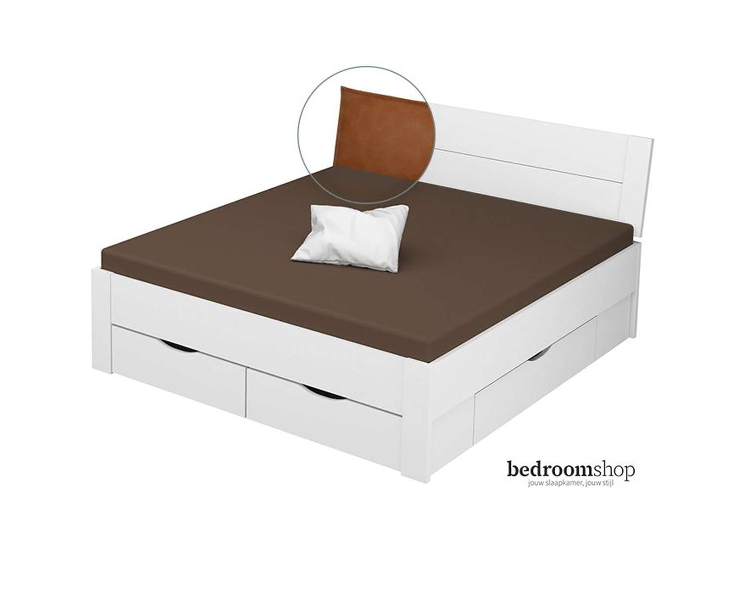 Alpinewit 180x200 met lades lederlook camel Alpinewit 180x200 met lades lederlook camel