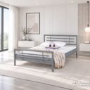 Metalen bed zilver grijs