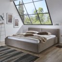 Bed taupe stof geribbeld