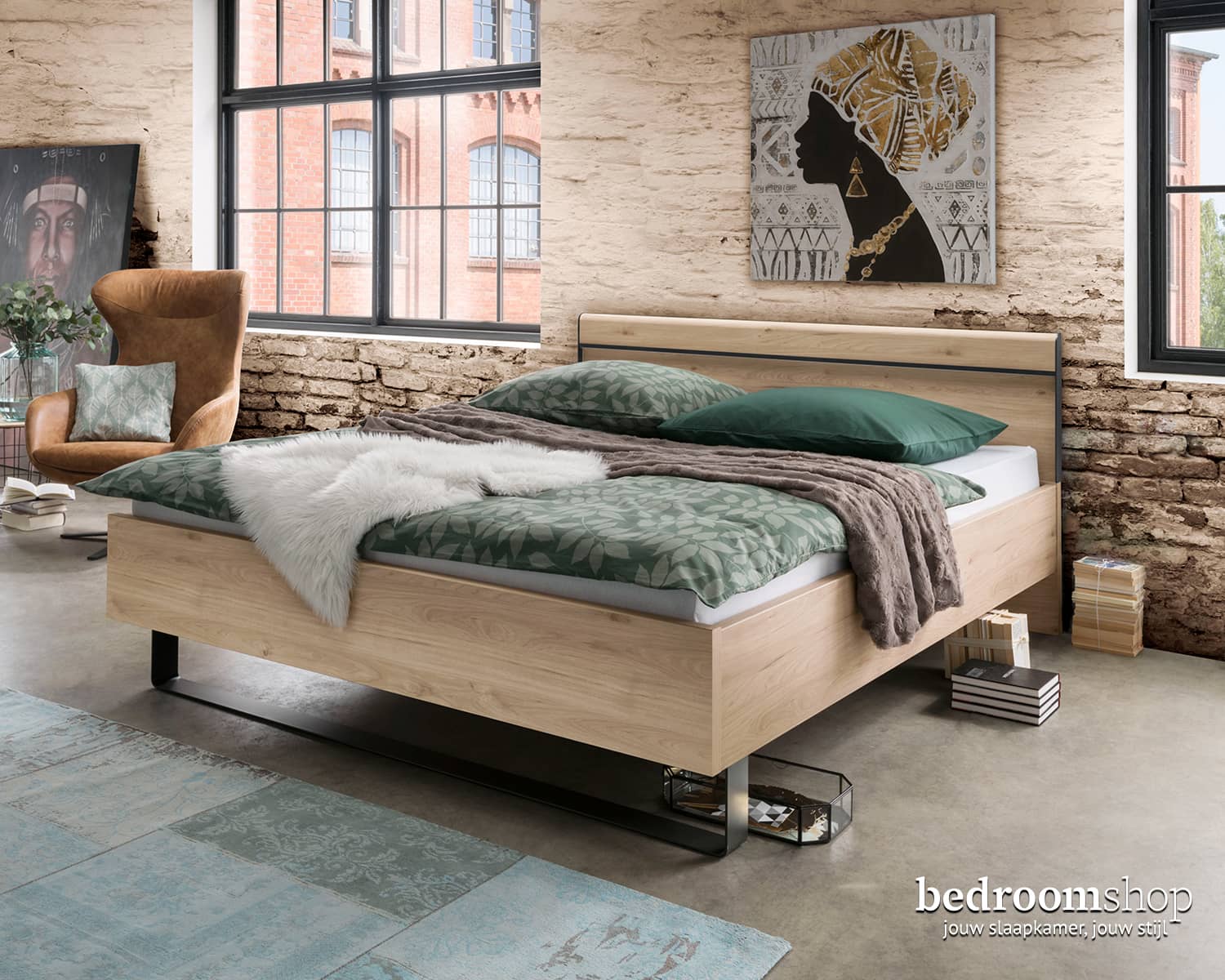 Tweepersoonsbed 180x200 industrieel