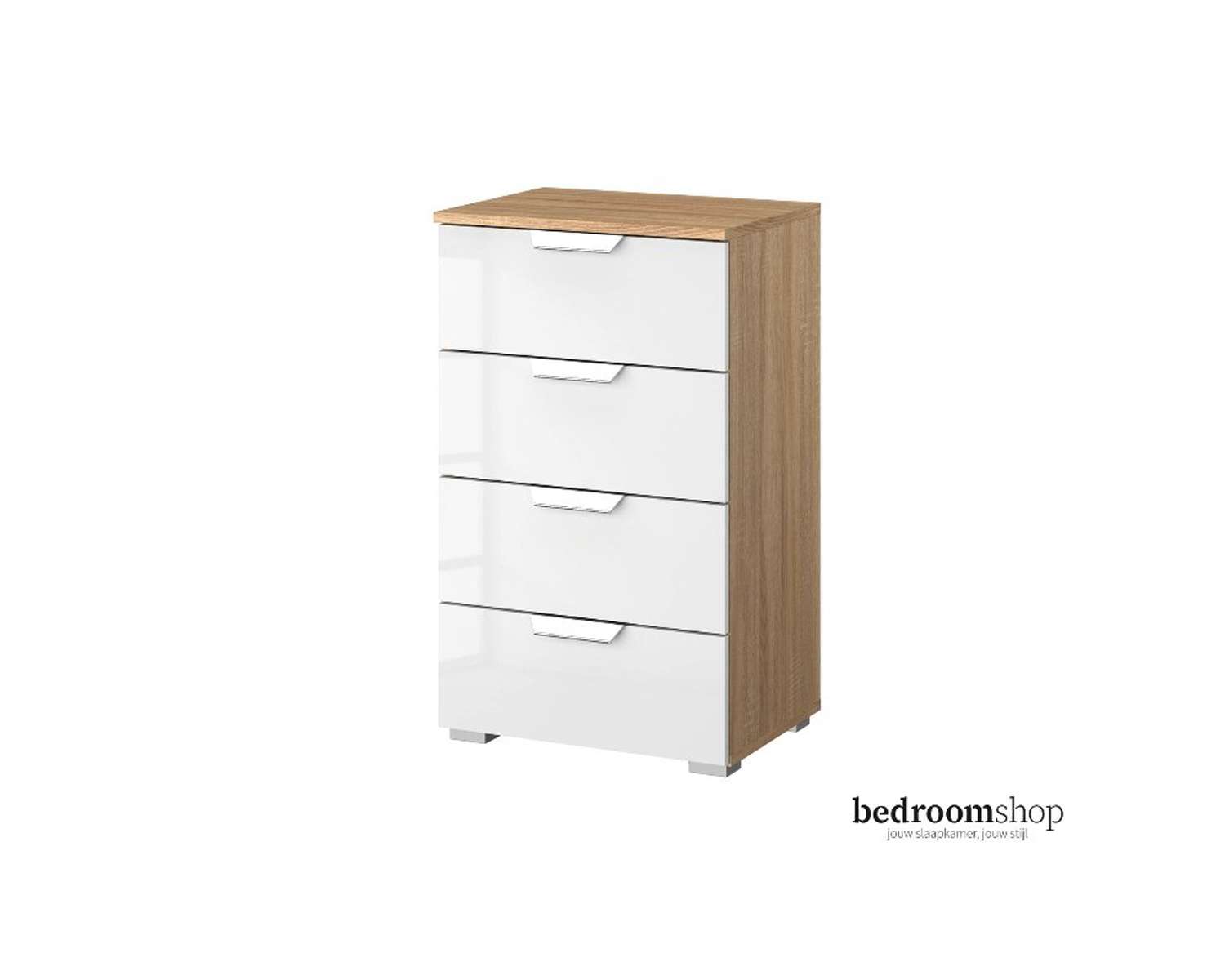 Zand eiken ladekast hoogglans met vier lades Zand eiken ladekast hoogglans met vier lades