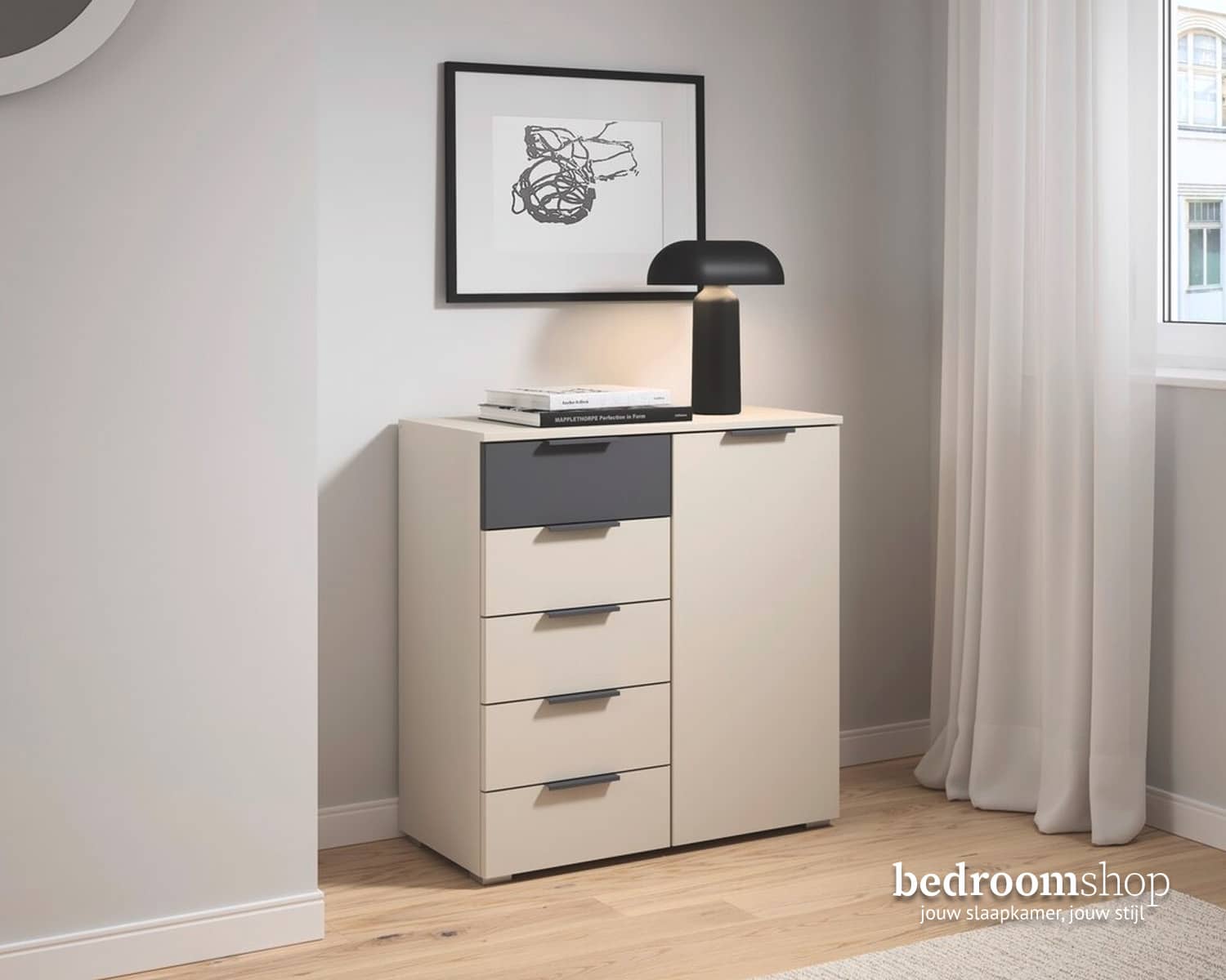 Combi commode champagne metallic grijs Combi commode champagne metallic grijs