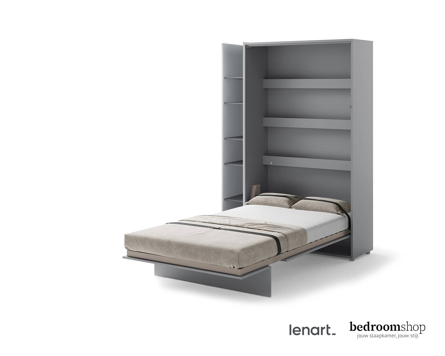 Opklapbed grijs 120 met kast Opklapbed grijs 120 met kast