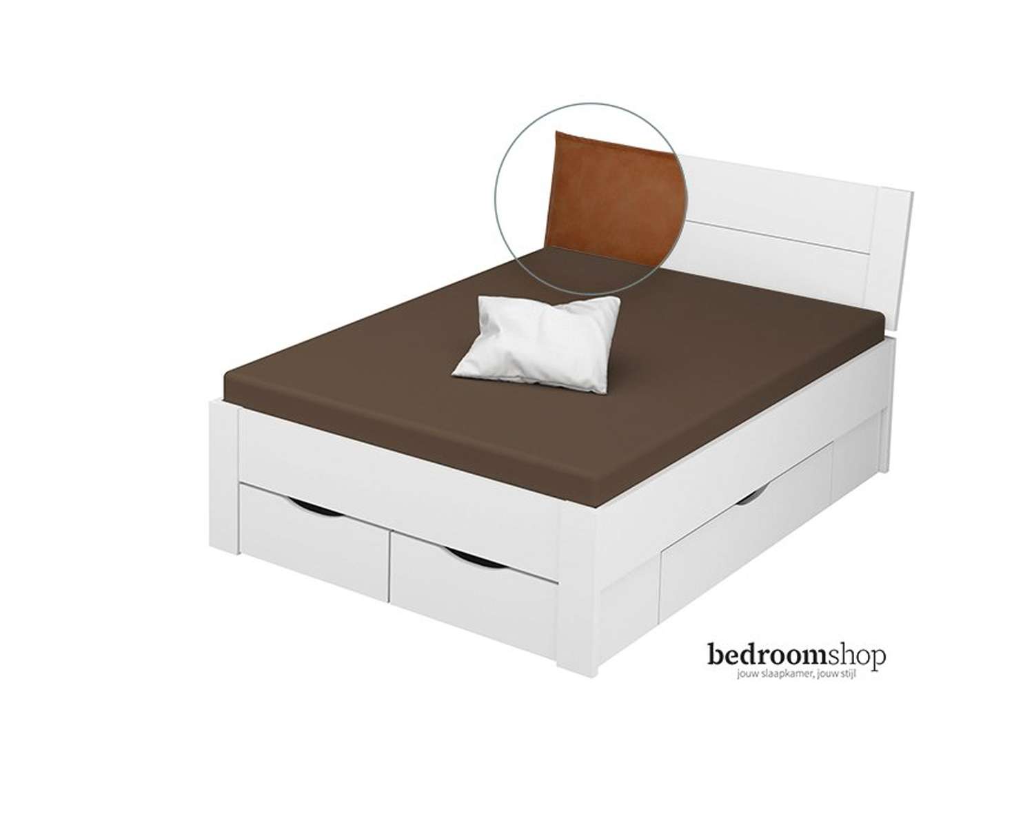 Alpinewit 140x200 met lades lederlook camel Alpinewit 140x200 met lades lederlook camel