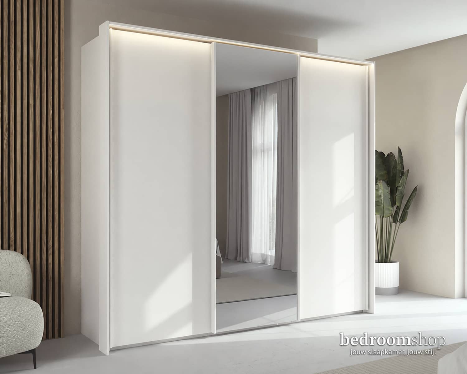 Witte schuifdeurkast 240 cm Witte schuifdeurkast 240 cm