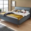 Blauw bedframe stof