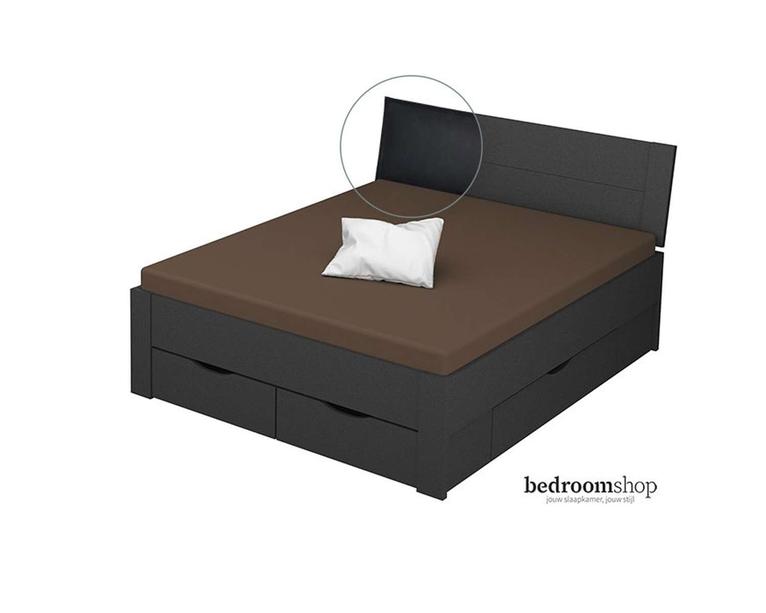 Grijs metallic 160x200 met lades lederlook zwart Grijs metallic 160x200 met lades lederlook zwart