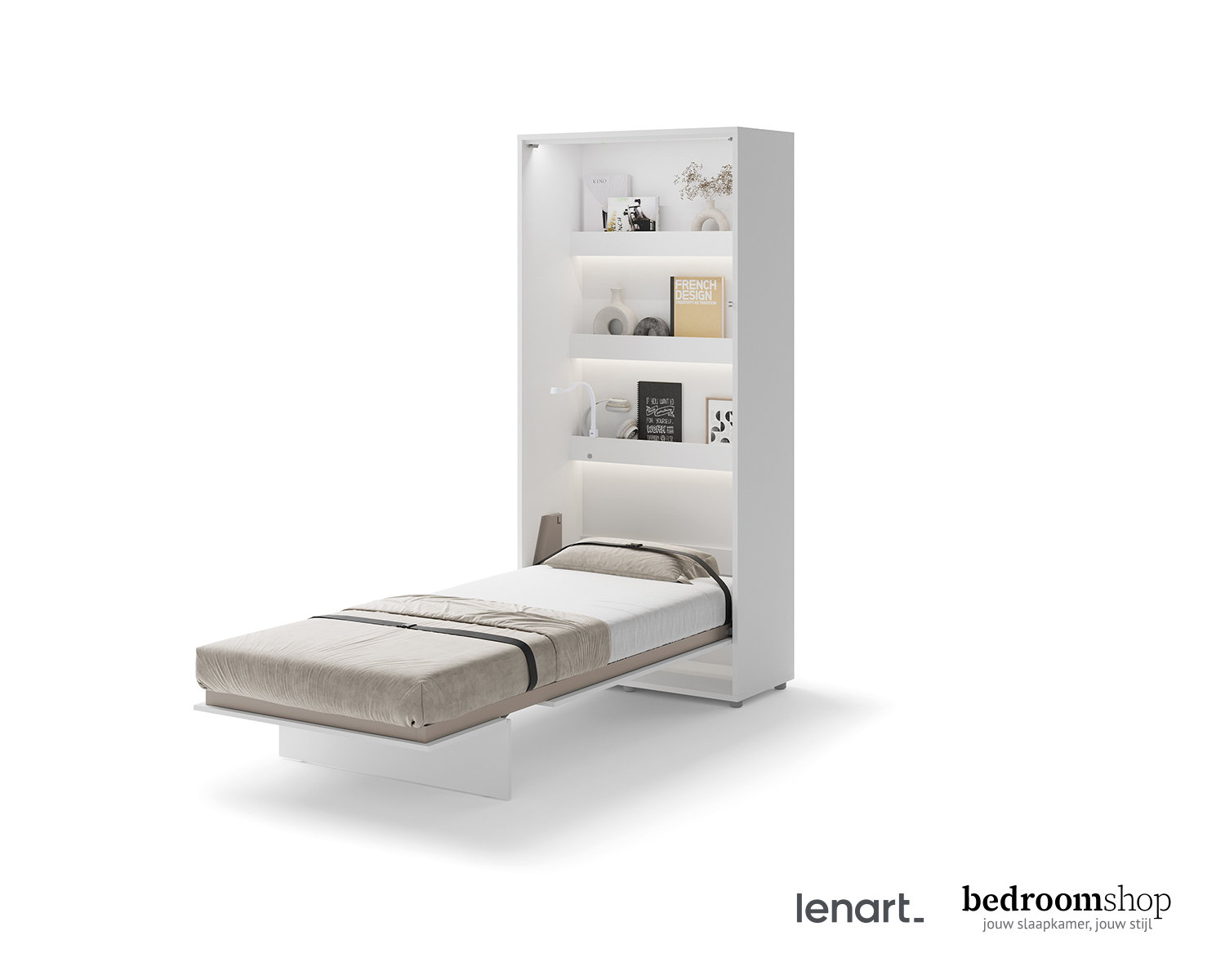 Opklapbed wit 90x200