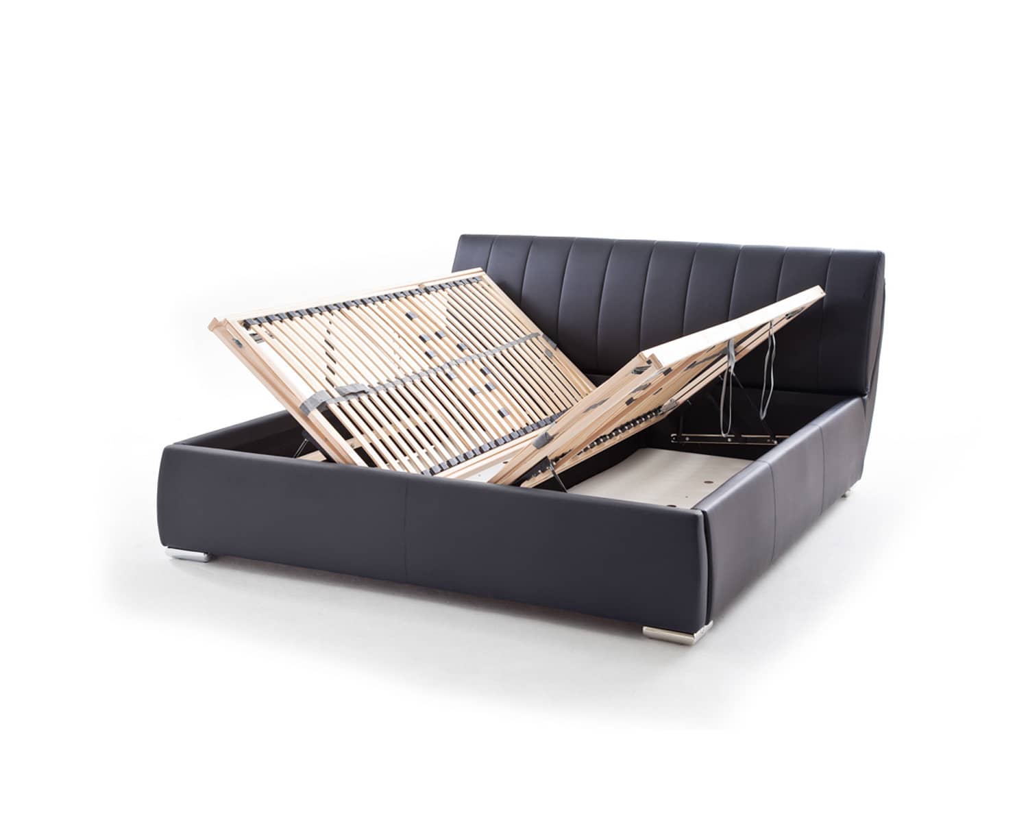 Tweepersoonsbed met opslagruimte zwart