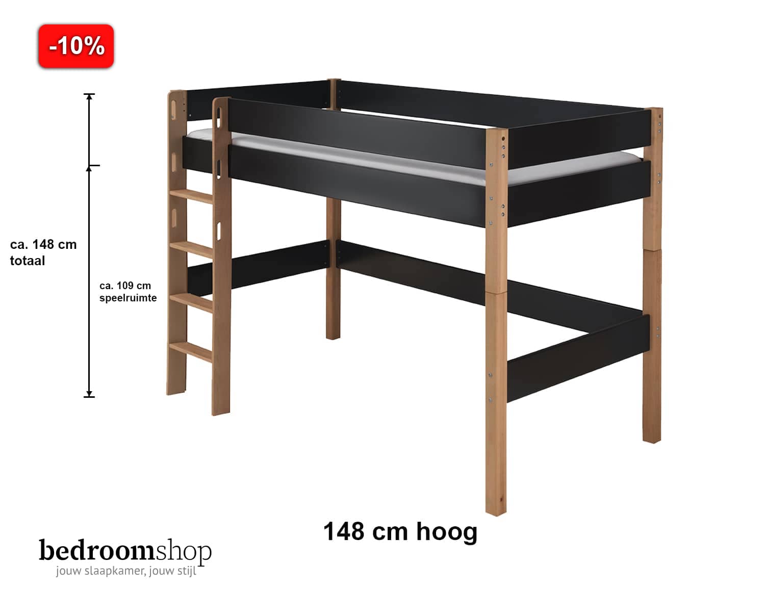 Halfhoogslaper antraciet