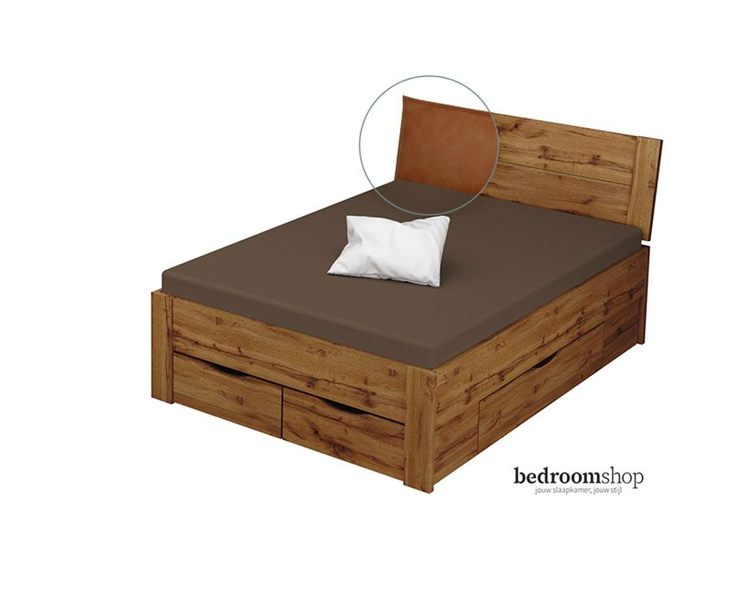 Wotan 140x200 met lades lederlook camel Wotan 140x200 met lades lederlook camel