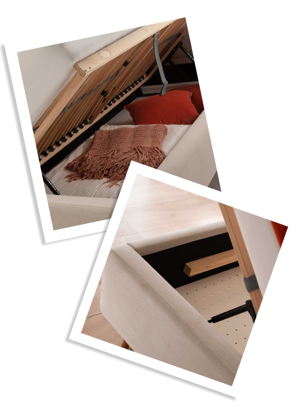 Gestoffeerd bed met opbergruimte