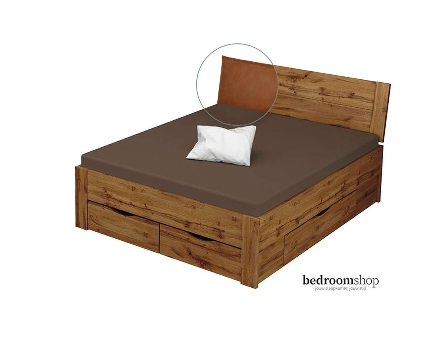 Wotan 160x200 met lades lederlook camel Wotan 160x200 met lades lederlook camel