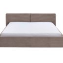 Tweepersoonsbed taupe stof geribbeld