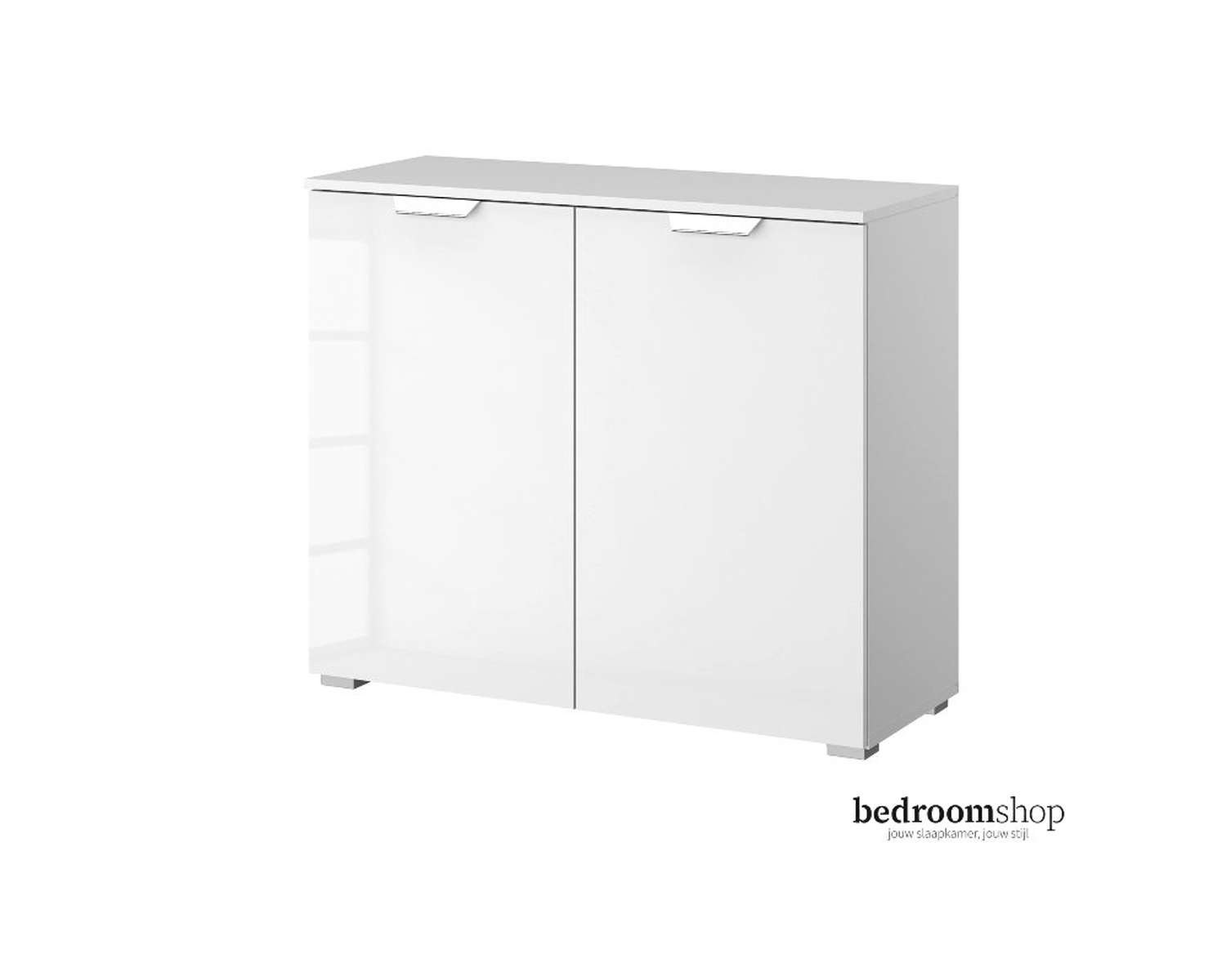 Witte commode hoogglans met twee deuren Witte commode hoogglans met twee deuren