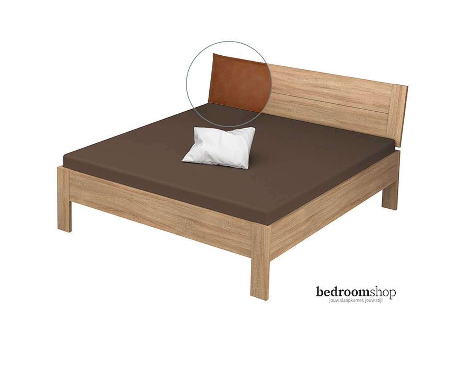 Zand eiken 180x200 lederlook camel Zand eiken 180x200 lederlook camel