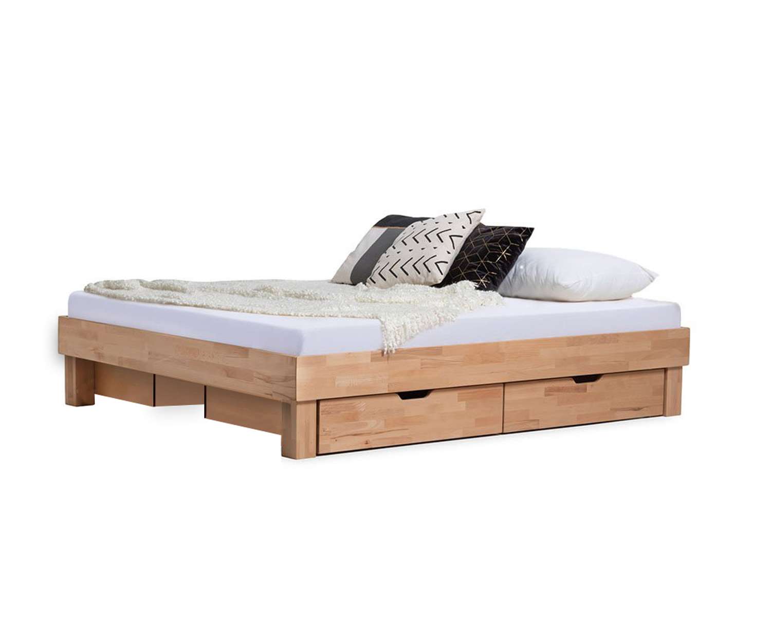 Tweepersoons houten bed Kreta met 4 opbergladen geen hb en boekenplank Tweepersoons houten bed Kreta met 4 opbergladen geen hb en boekenplank