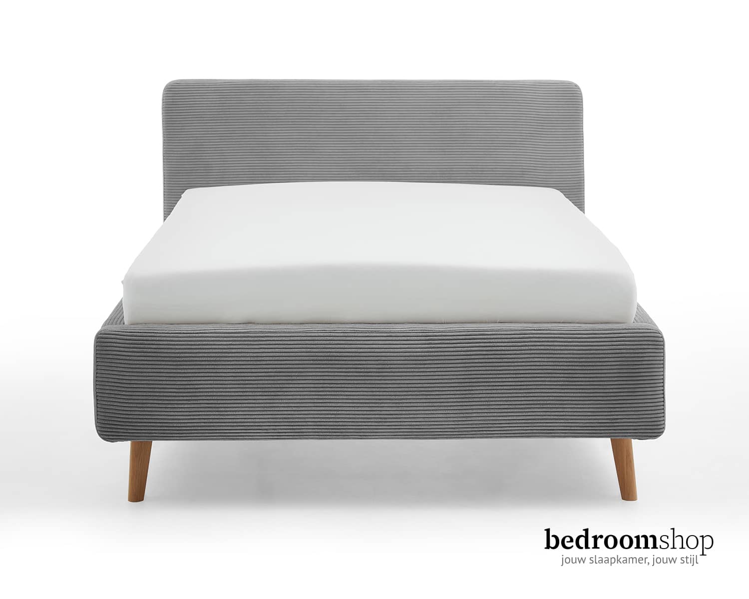 Tweepersoonsbed 180x200 ribbelstof grijs Tweepersoonsbed 180x200 ribbelstof grijs