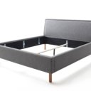 Grijs gestoffeerd bedframe
