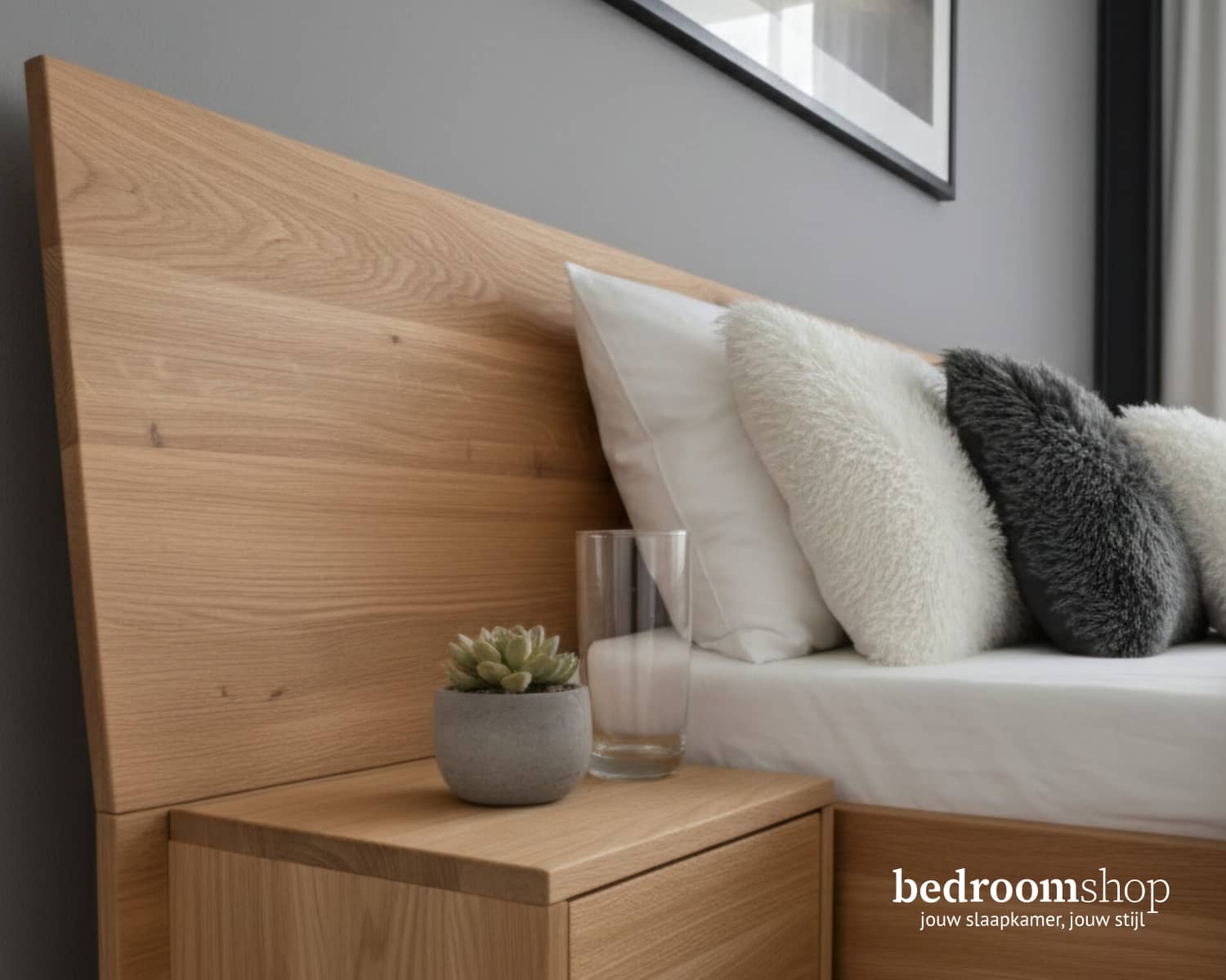 Glasgow eiken bed - groot hoofdbord