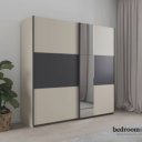 Kledingkast met spiegel Metallic grijze accenten