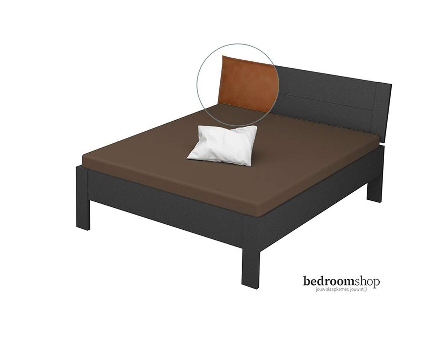 Grijs metallic 160x200 lederlook camel Grijs metallic 160x200 lederlook camel