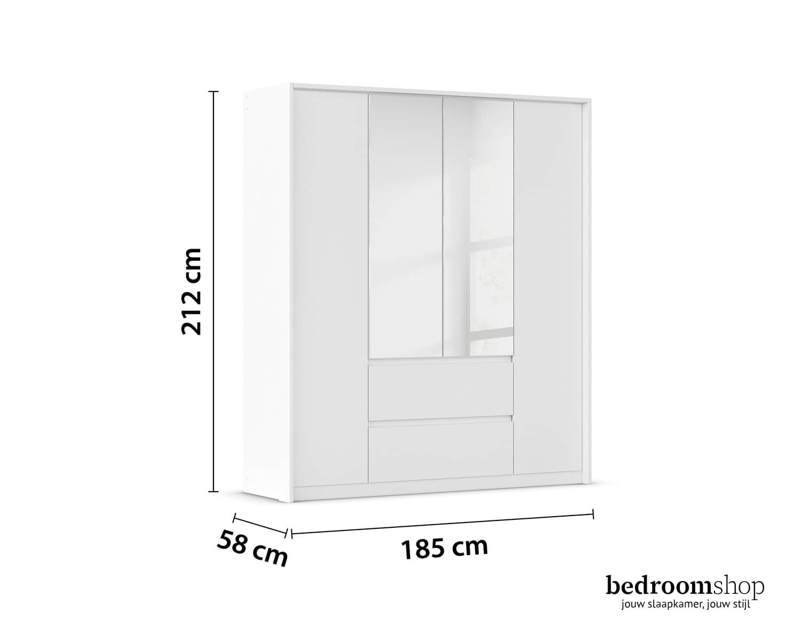 Kledingkast spiegels wit 185 cm