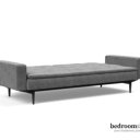 Grijze slaapbank met zwarte poot en leuningen