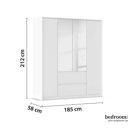 Kledingkast spiegels wit 185 cm