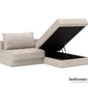 Slaapbank zandkleur met opbergruimte