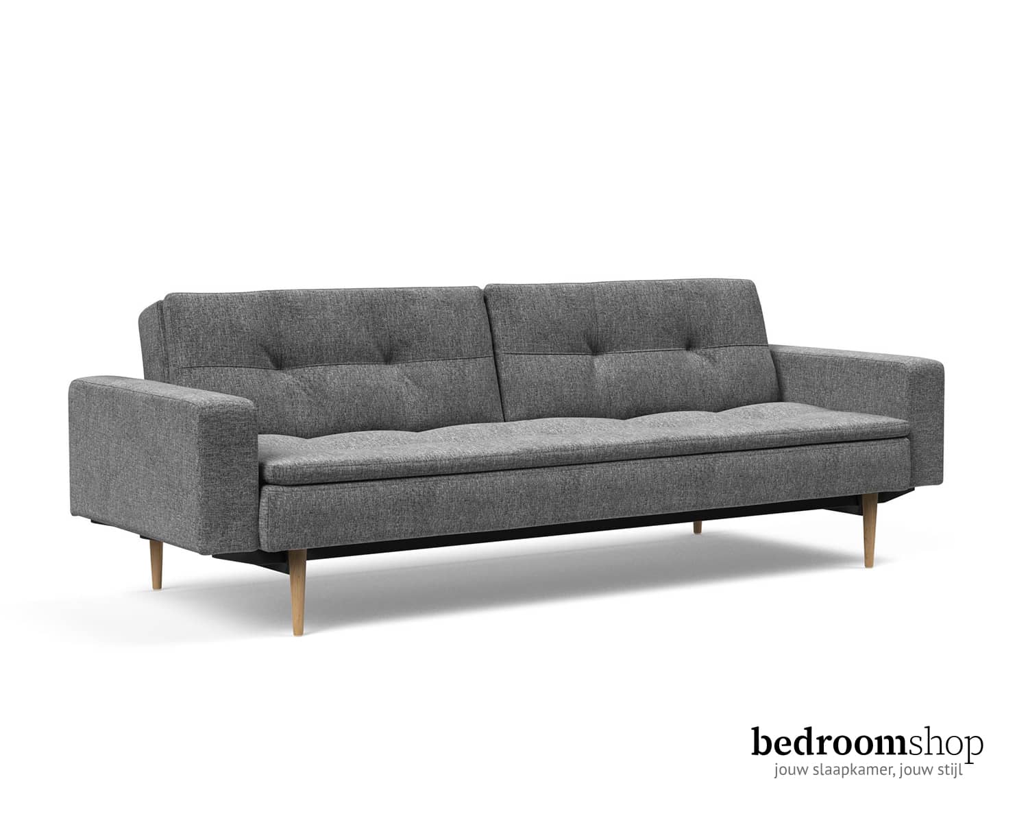 Grijze slaapbank luxe met leuningen