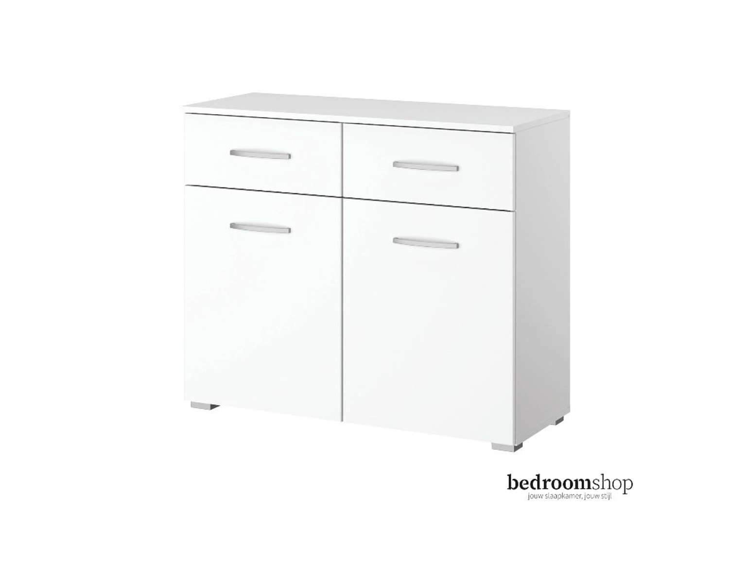 Witte commode met twee deuren en lades Witte commode met twee deuren en lades