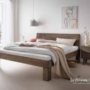 Donker houten bed - massief