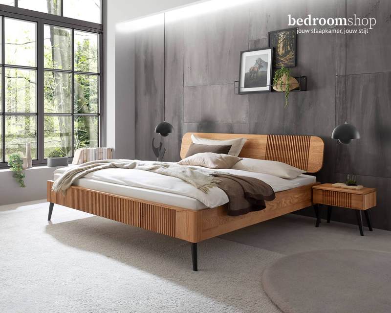 Massief houten tweepersoonsbed Osaka Japandi