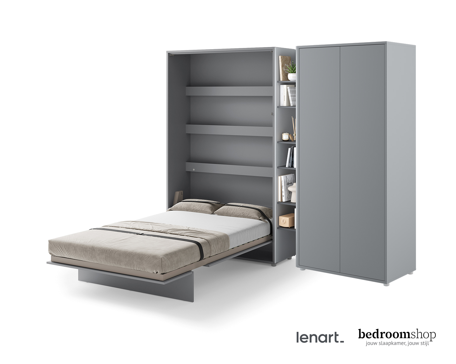 120 grijs regaal boekenkast 2 deurs