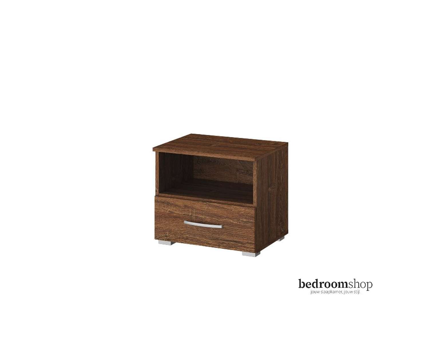 Kern eiken nachtkastje met lade en nis Kern eiken nachtkastje met lade en nis