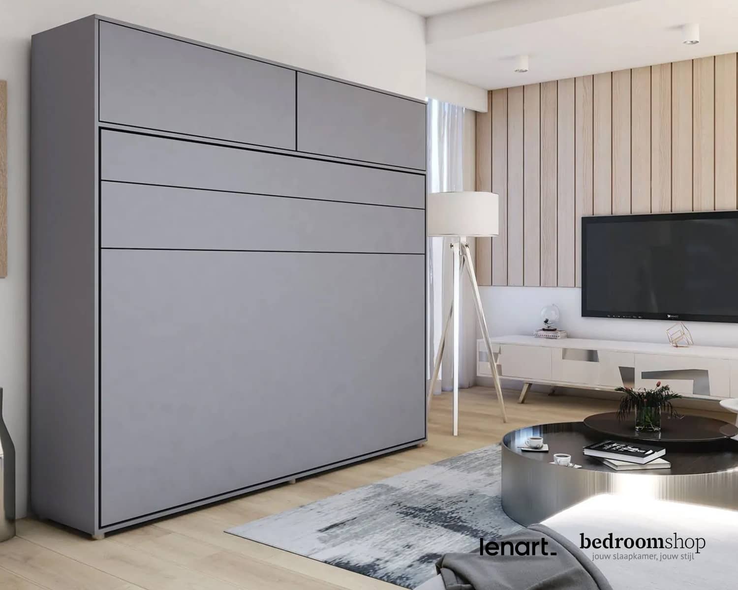 Opklapbed 160x200 grijs dicht Opklapbed 160x200 grijs dicht