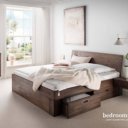 Massief houten bed mokka