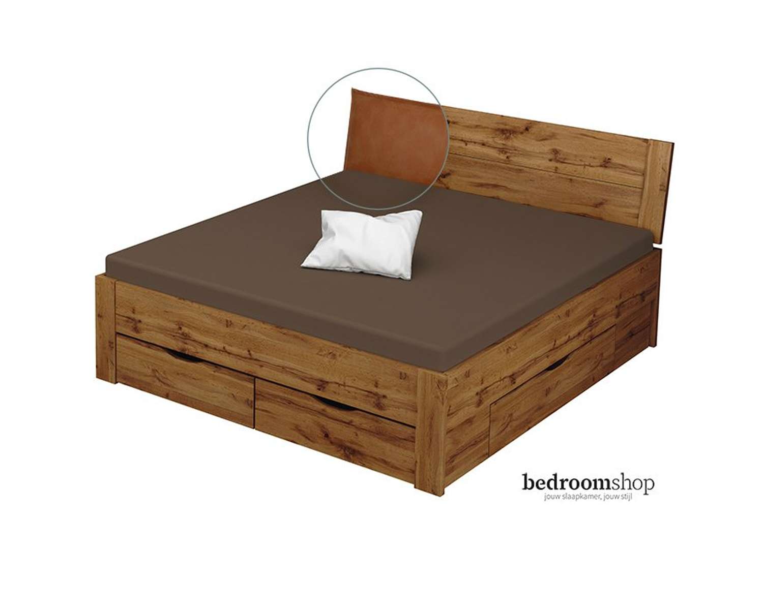 Wotan 180x200 met lades leerlook camel Wotan 180x200 met lades leerlook camel