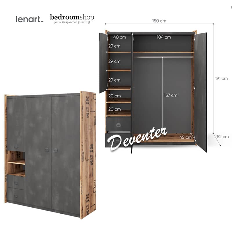 150 cm brede kinderkast
