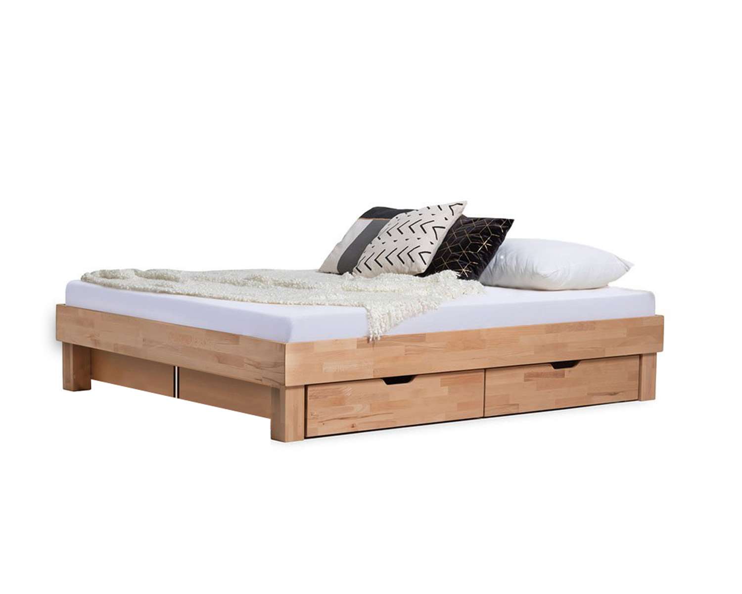 Tweepersoons houten bed Kreta met 4 opbergladen geen hb en boekenplank Tweepersoons houten bed Kreta met 4 opbergladen geen hb en boekenplank