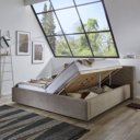 Stoffen bed met opbergruimte taupe