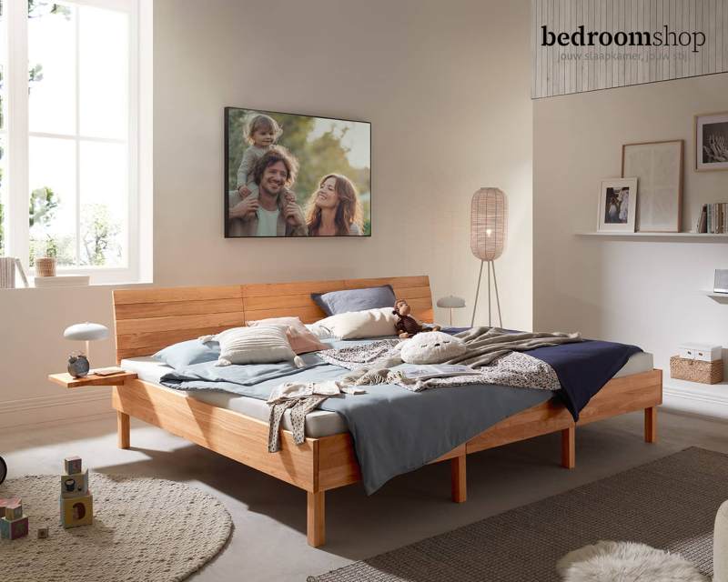 XXL familiebed - massief wild eiken - 270 cm breed