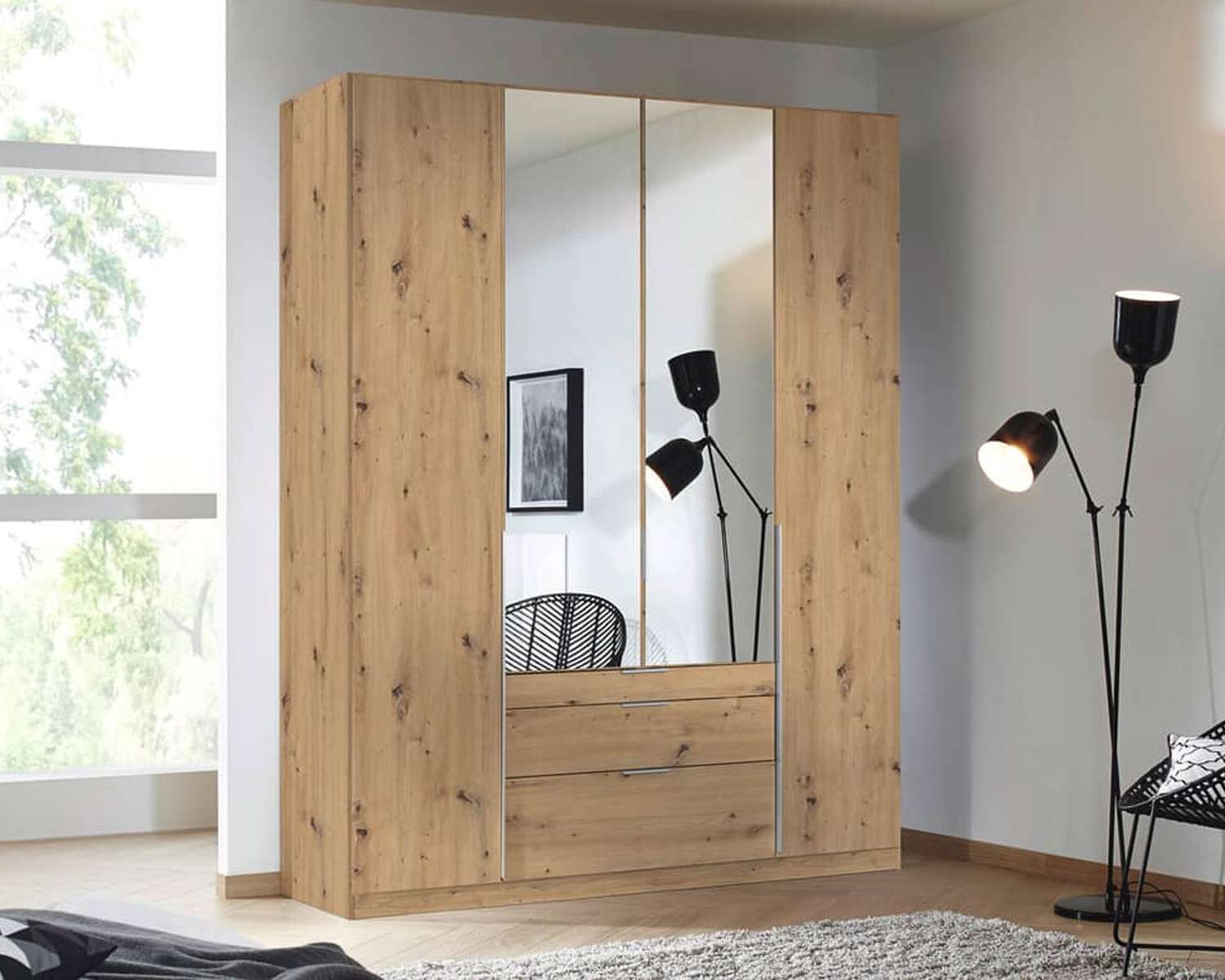 Kledingkast hout met lades Kledingkast hout met lades