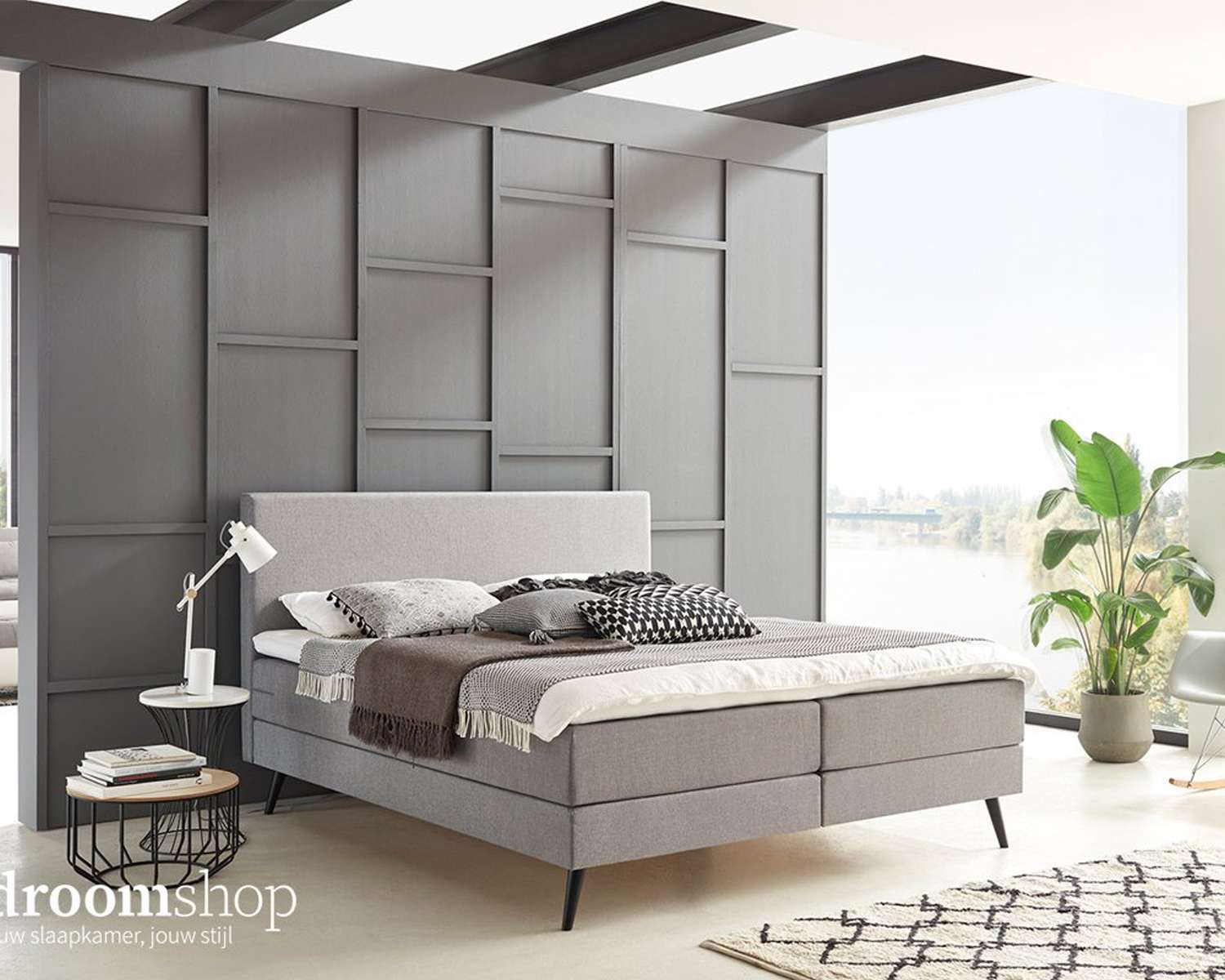 Boxspring lichtgrijs Boxspring lichtgrijs