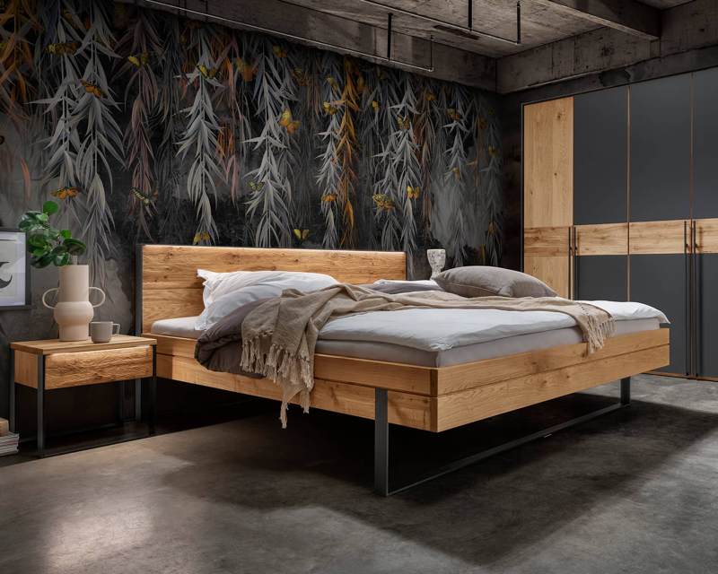 Industrieel bed eiken