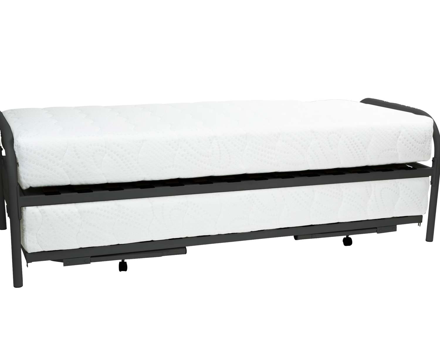 Onderschuifbed Comfort Antraciet met matrassen in elkaar Onderschuifbed Comfort Antraciet met matrassen in elkaar