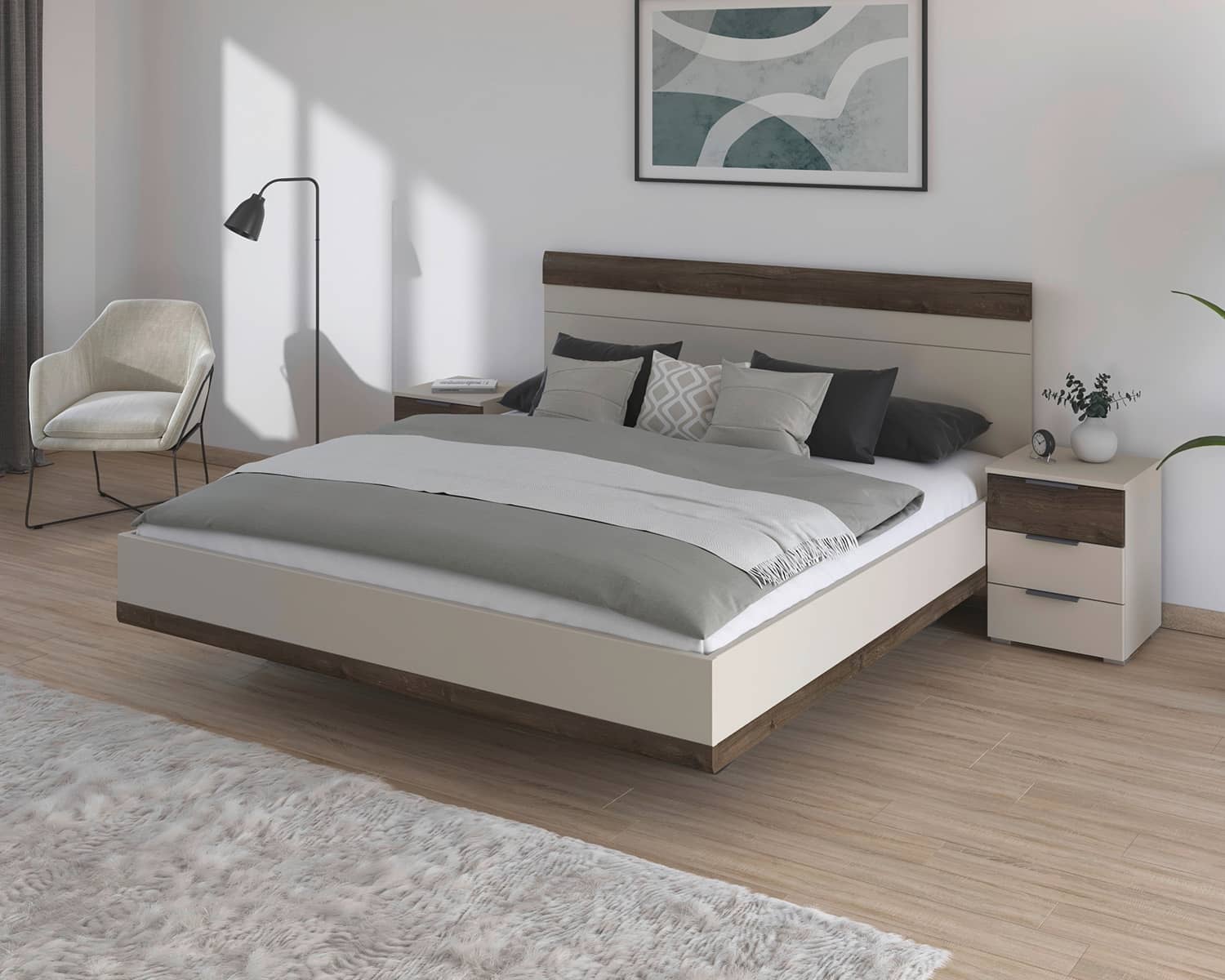 Tweepersoonsbed 180x200 - met nachtkastjes