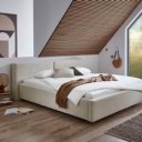 Stoffen bed ribbelstof beige